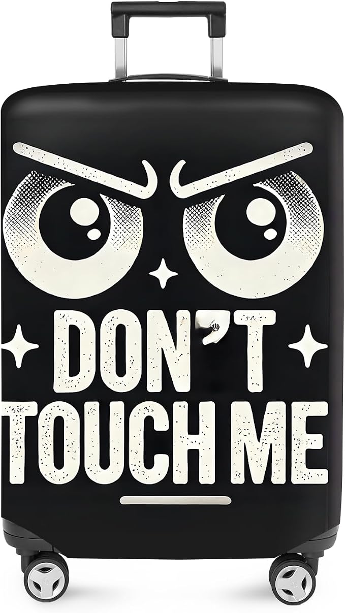 ANNA QUEEN Funny “Don’t Touch Me” Luggage Cover, Bold Black Suitcase Protector by ANNAQUEEN