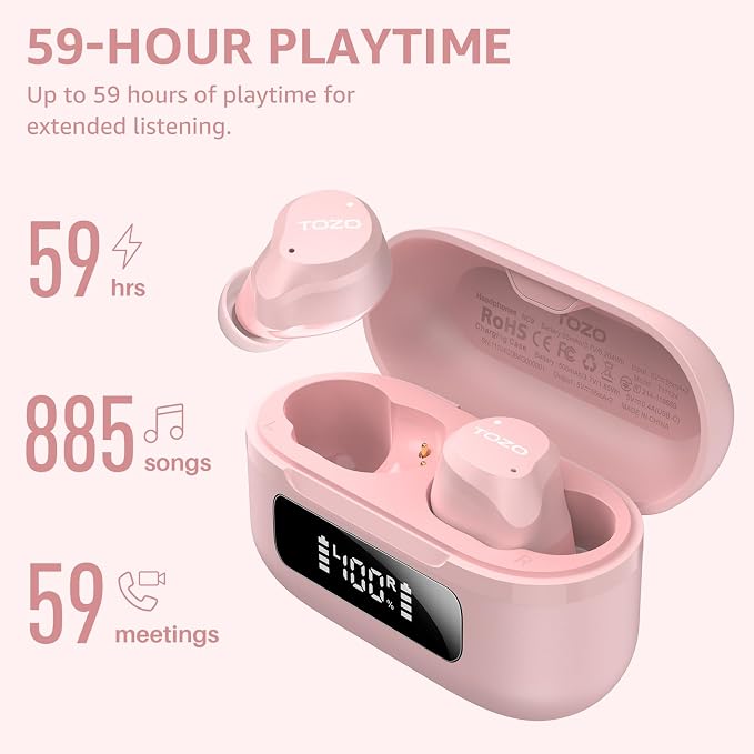 TOZO NC9 Hybrid Active Noise Cancelling Wireless Earbuds, 6 Mics ENC Clear Call - Image 2