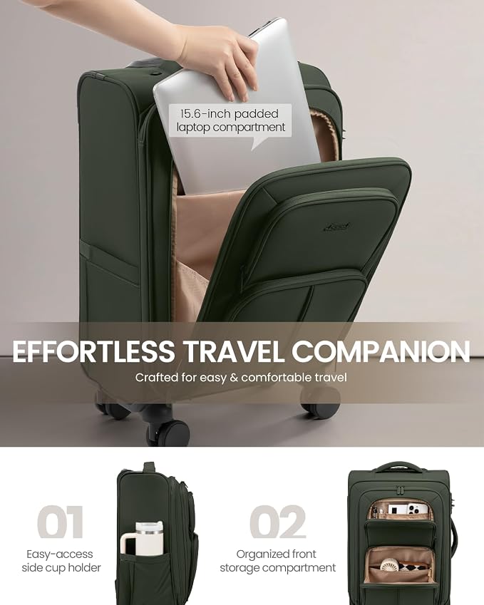 LOVEVOOK Carry On Luggage 22x14x9 Airline Approved, 22 Inch Softside Suitcases - Image 5