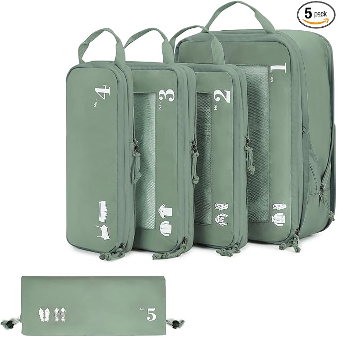 ECOHUB 5 Set Compression Packing Cubes by ECOHUB