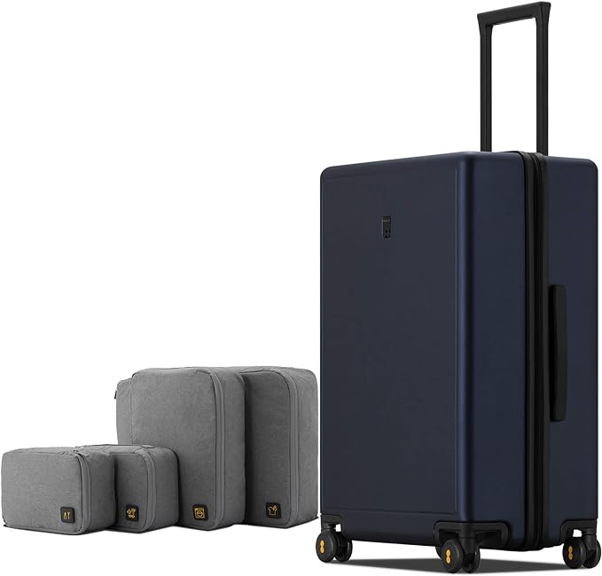 LEVEL8 Elegance Checked Luggage, 24 Inch Hardside Suitcase, Lightweight Matte by LEVEL8