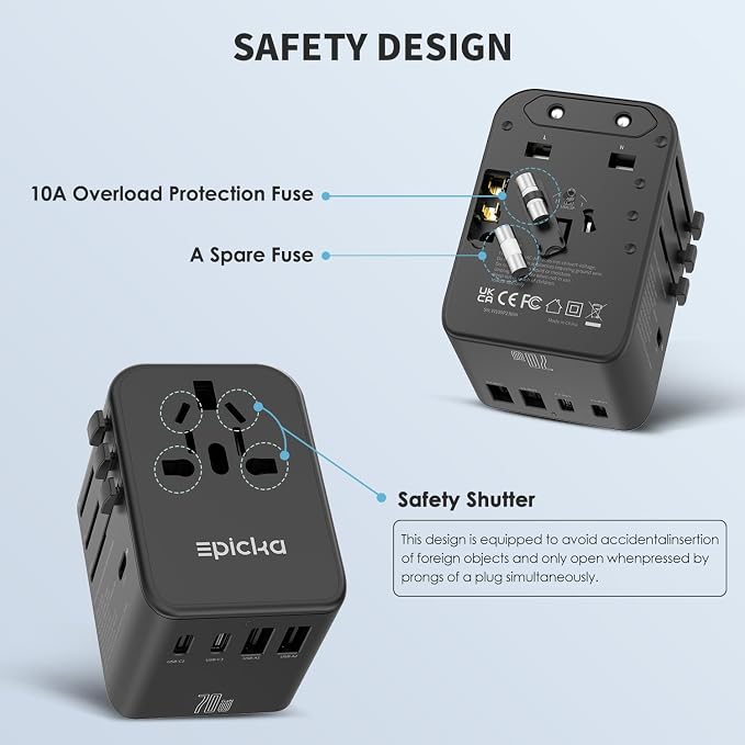 EPICKA Universal Travel Adapter, GaN International Plug Adapter - Image 6
