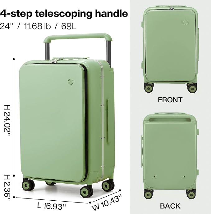 mixi Checked Luggage Wide Handle Luxury Design Rolling Travel Suitcase PC - Image 6
