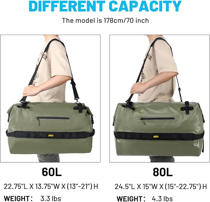 MIER Large Waterproof Duffel Bag Rolltop Dry Backpack Duffle Bags - Image 7