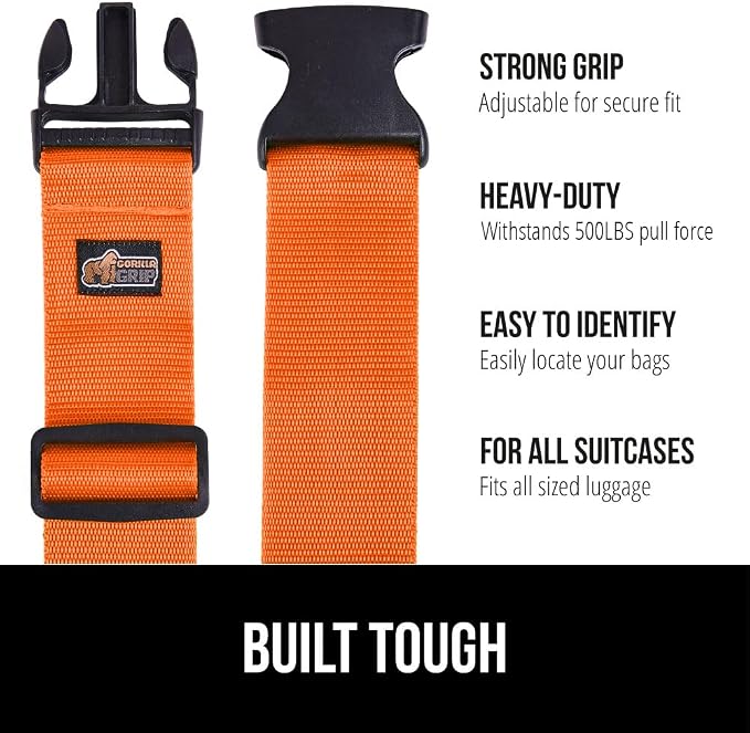 GORILLA GRIP Heavy Duty 8 Pack Adjustable Luggage Straps - Image 2