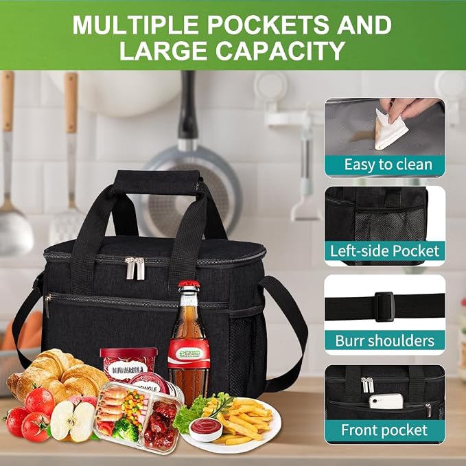 iknoe Large Foldable Cooler Bag, 8.5L Insulated Lunch Bag, Leakproof Lunch - Image 5
