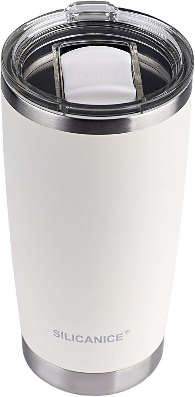 White 20 oz Stainless Steel Double Wall Vacuum Insulated Tumbler by Patent-pendingstraw1secondoff1secondon3-secondclean