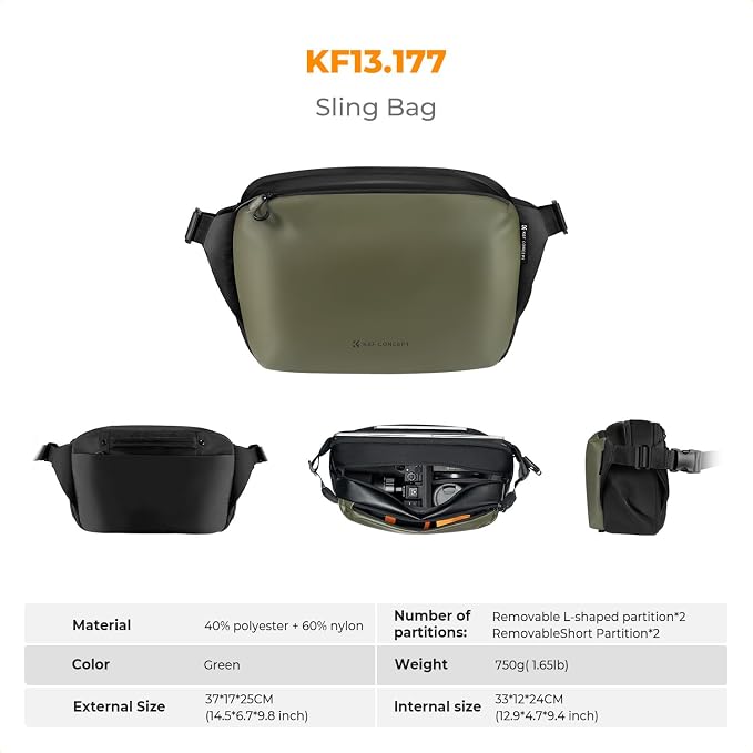 K&F Concept 2 in 1 Sling Bag Everyday Shoulder Bag & Multifunction Photography - Image 7