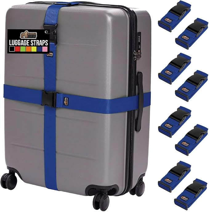 GORILLA GRIP Heavy Duty 8 Pack Adjustable Luggage Straps by GorillaGrip