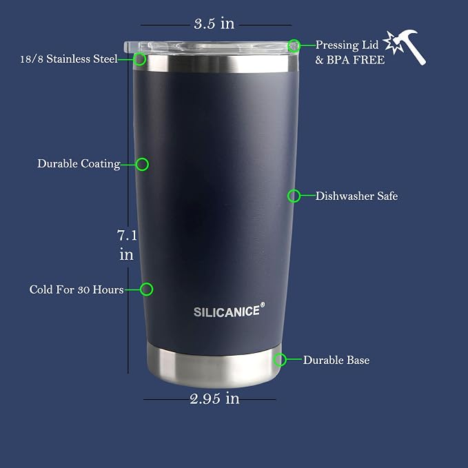 Navy Blue 20 oz Stainless Steel Double Wall Vacuum Insulated Tumbler - Image 4
