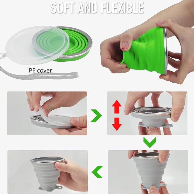 JBER Silicone Collapsible Travel Cup, Silicone Folding Camping Cup - Image 5