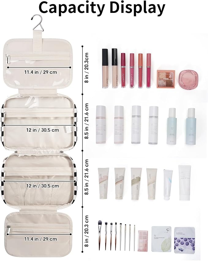 Narwey Travel Toiletry Bag for Women Large Hanging Makeup Bag Organizer - Image 5