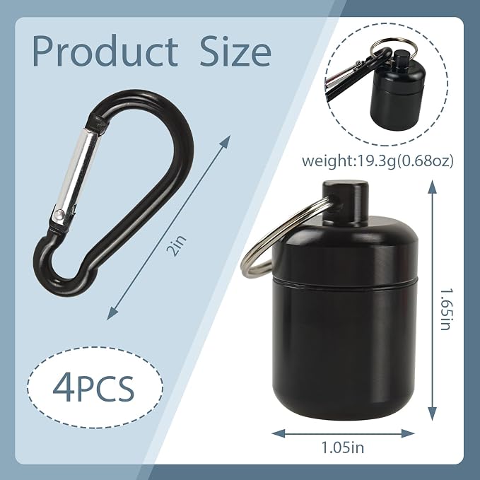 4-Pack Portable Earplug Keychain Case Waterproof Aluminum Travel Container - Image 2