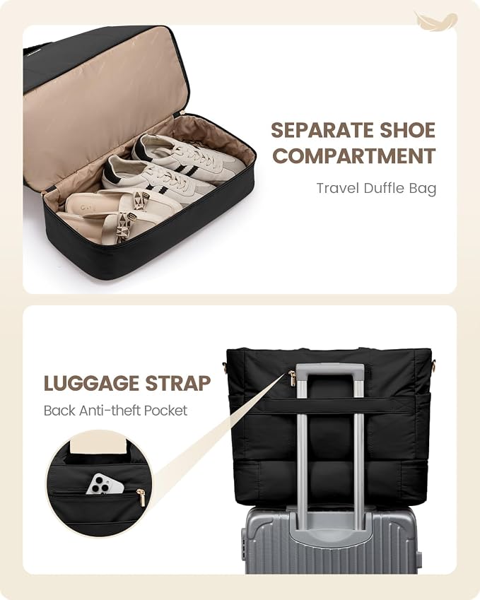 LOVEVOOK Travel Duffle Bag, Puffer Weekender Bags - Image 4
