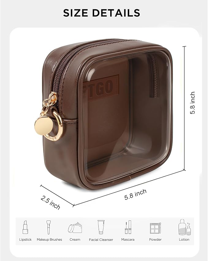 LETGO Small Cosmetic Bag for Purse Mini Makeup Bag for School Cute Clear Make - Image 2