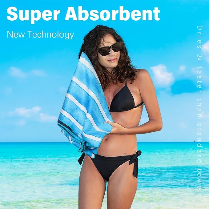 2 Pack Microfiber Lightweight Beach Towel Sand Free Quick Dry Absorbent Thin - Image 6