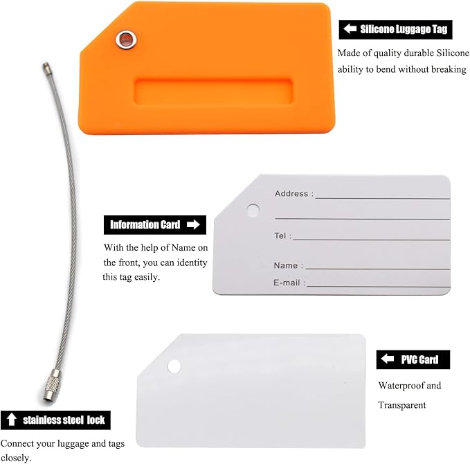 7 Pack Silicone Luggage Tag Baggage Handbag Travel Suitcase Tags - Image 4