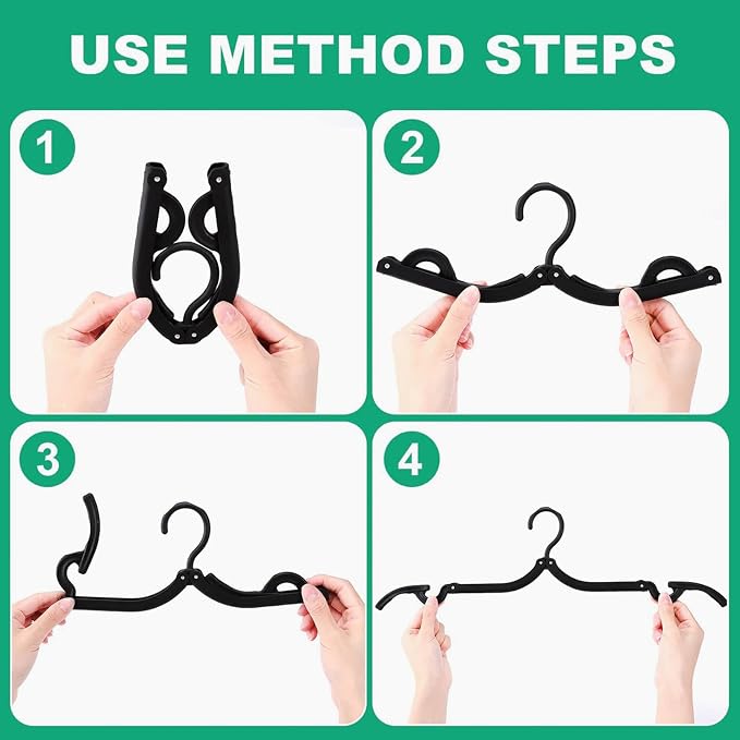 12 PCS Black Portable Folding Clothes Hangers, Non-Slip Folding Hangers - Image 7