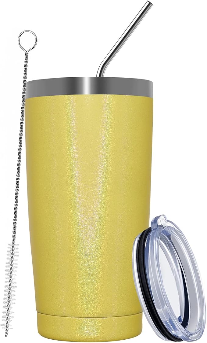 MEWAY 20oz Tumbler Double Wall Vacuum Insulated Travel Glitter Mug, Stainless by MEWAY