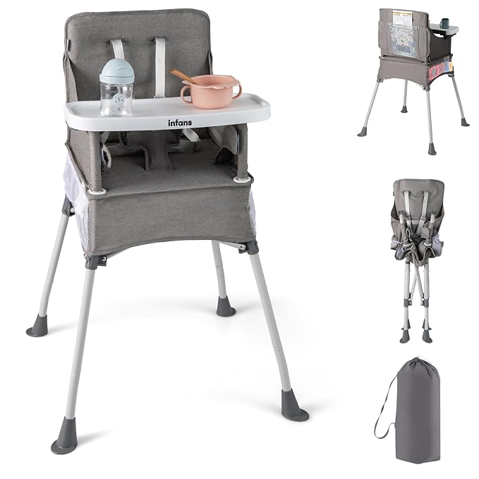 INFANS Baby High Chair, Foldable Portable Highchair by INFANS