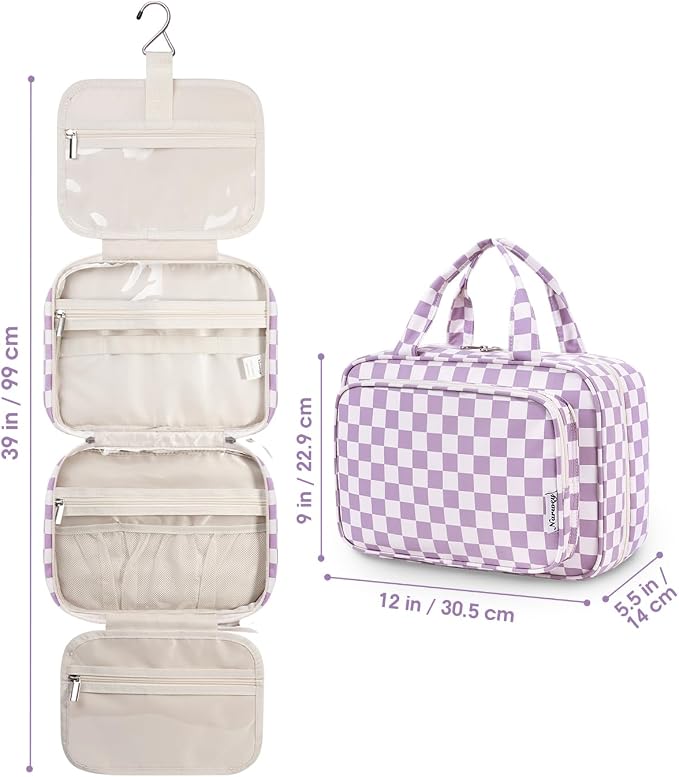 Narwey Travel Toiletry Bag for Women Large Hanging Makeup Bag Organizer - Image 9