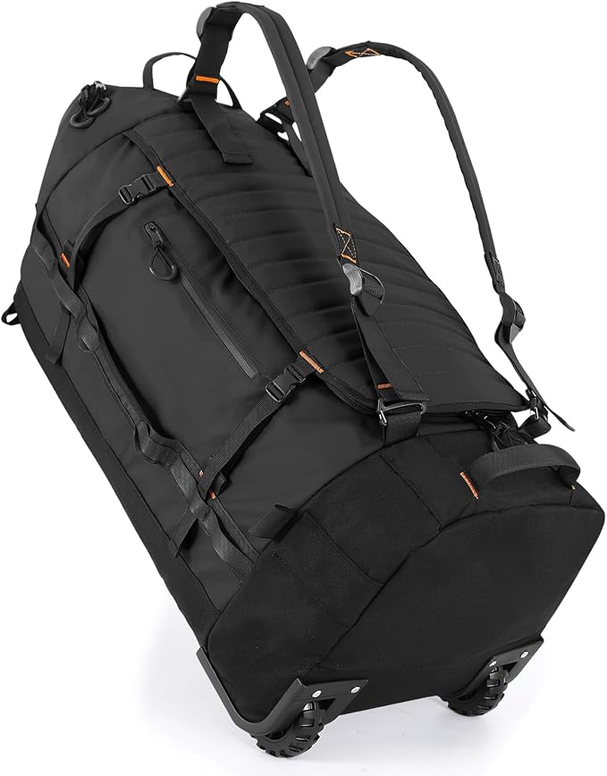 Rolling Duffle Bag with Wheels, 86L 30”Folding Duffle Backpack with 2 Wheels by XTMZ