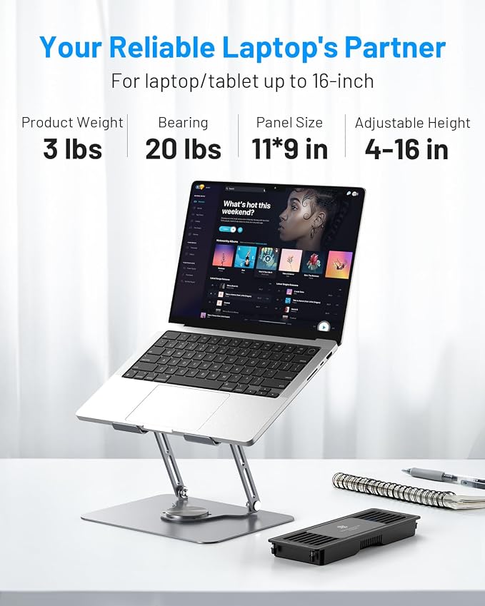 Laptop Cooling Stand with Detachable Thermoelectric Cooler, Adjustable Height & - Image 7