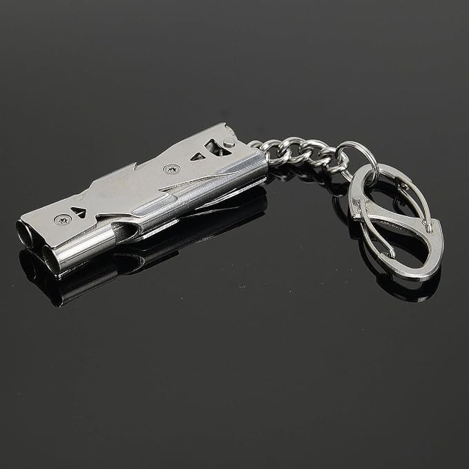 Whistle Emergency Whistles Keychain Rape Whistle Stainless Steel High Decibel - Image 2