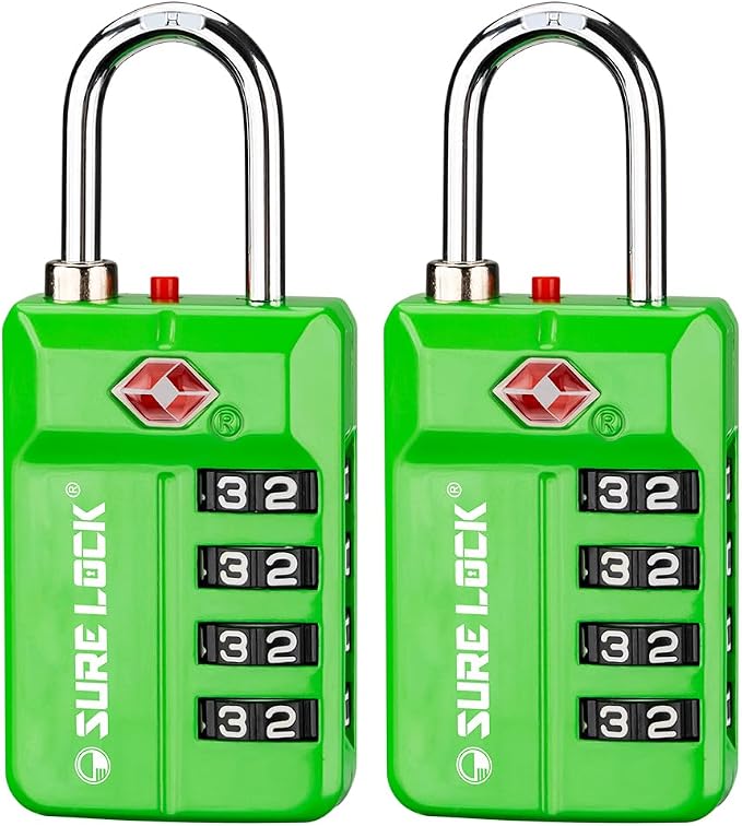 SURE LOCK TSA Approved 4-Digit Resettable Combination Luggage Locks by LOCKDEPOT