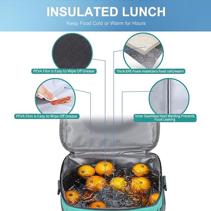 iknoe Large Foldable Cooler Bag, 8.5L Insulated Lunch Bag, Leakproof Lunch - Image 6