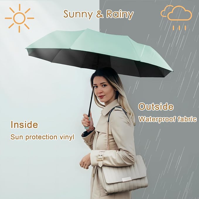 2-Pack Windproof, Waterproof, UV-Blocking Portable Travel Umbrella, Compact Sun - Image 4