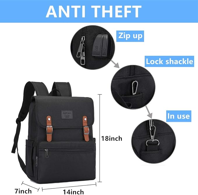 HFSX Laptop Backpack Men Women Vintage Backpack Bookbag College Backpacks - Image 5