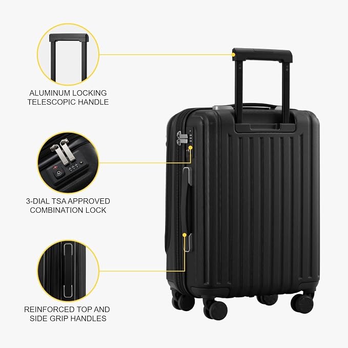 LEVEL8 Grace Carry On Luggage Airline Approved, 20 Inch Expandable Hardside - Image 9