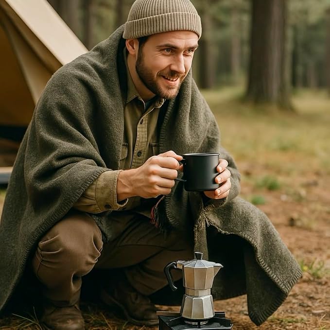 Wool Camping Blanket – 70% Wool Heavy-Duty Military Style Throw, Warm & Washable - Image 8