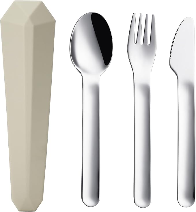 DEVICO Travel Utensils with Case, Reusable Camping Silverware Cutlery, 18/8 by DEVICO