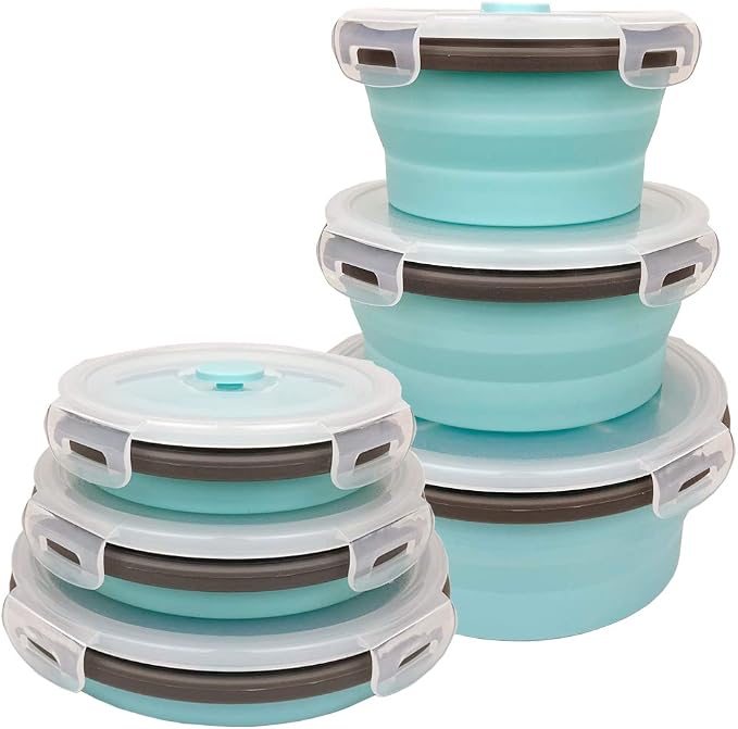 CARTINTS Blue Silicone Collapsible Food Storage Containers-Prep/Storage Bowls by CARTINTS
