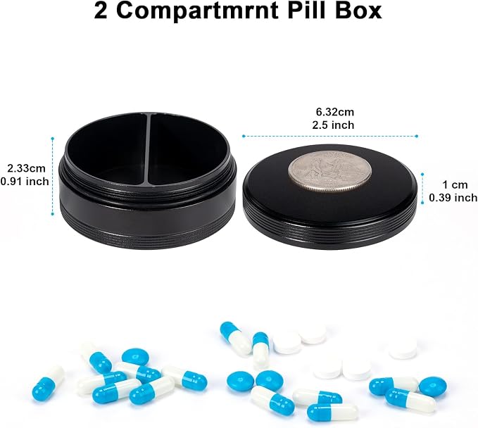 2 Compartment Metal Pill Box - Image 4