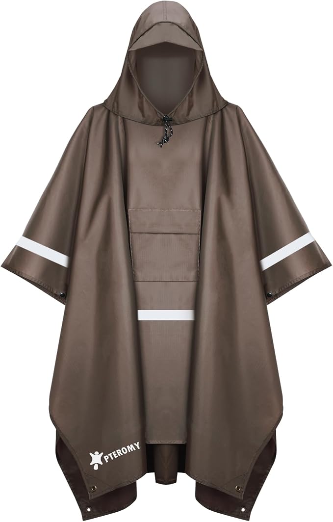 PTEROMY Hooded Rain Poncho for Adult by PTEROMY