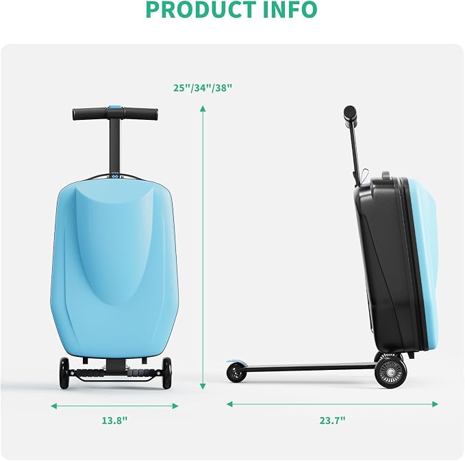 Scooter Hardshell Kids' Luggage, Foldable Carry on Kids Suitcase - Image 7