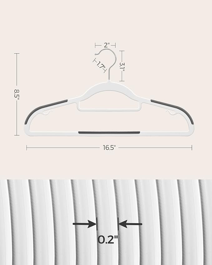 SONGMICS Pack of 50 Coat Hangers, Heavy-Duty Plastic Hangers, Clothes Hangers - Image 6