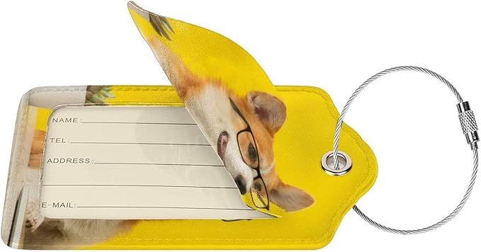 2 Pcs Yellow Luggage Tags for Suitcases Cute Dog - Image 2
