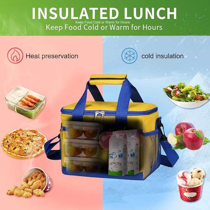 iknoe Large Foldable Cooler Bag, 8.5L Insulated Lunch Bag, Leakproof Lunch - Image 2