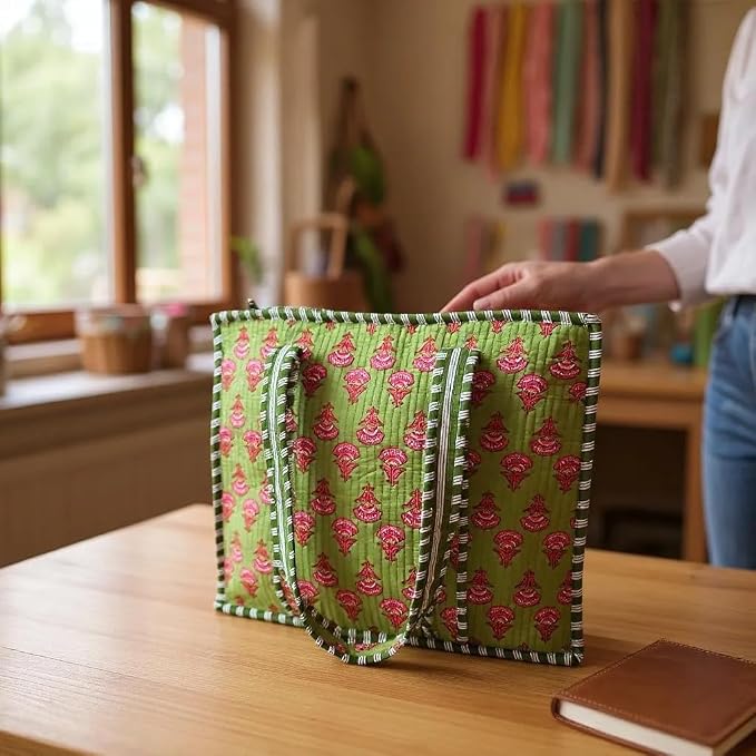 Cotton Quilted Tote Bag for Women – Large Beach & Travel Tote - Image 3