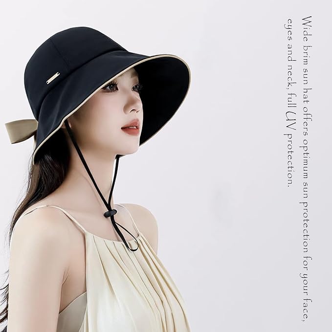 Wide Brim Hats for Woman Foldable Hats Sun Hats for Women uv Protection Bowknot - Image 4