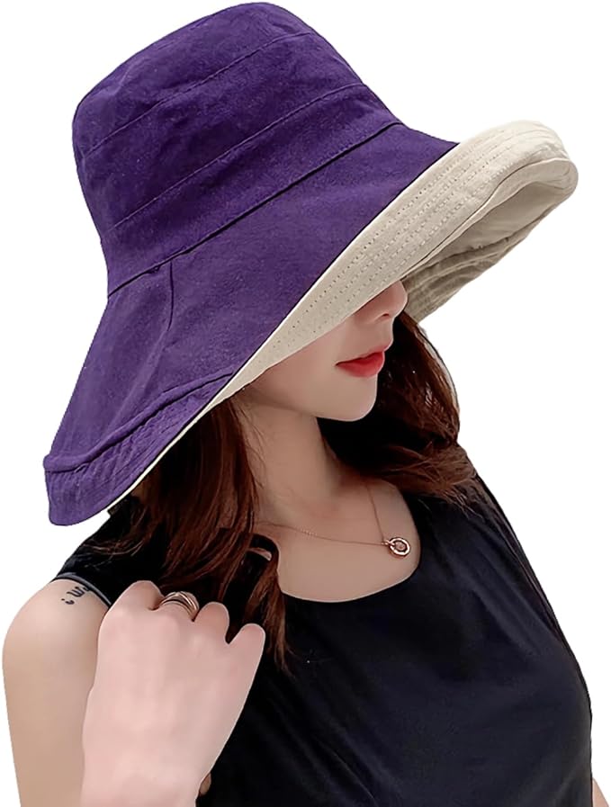 Women Wide Brim Sun Hats Metal Wired Edge Summer UV Protection Beach Fishing Hat by HUAMULAN
