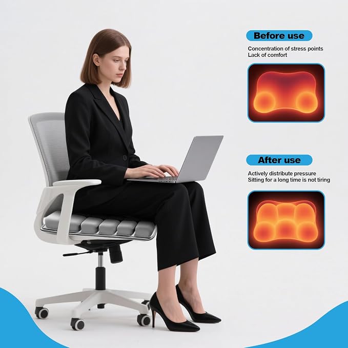 Grey Travel Seat Cushion – Portable Inflatable 3D Air Cell Seat Cushion - Image 3