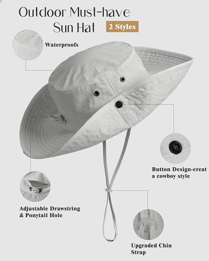 FURTALK Sun Hats for Women Ponytail UPF 50+ Beach Summer Hat Wide Brim Packable - Image 2