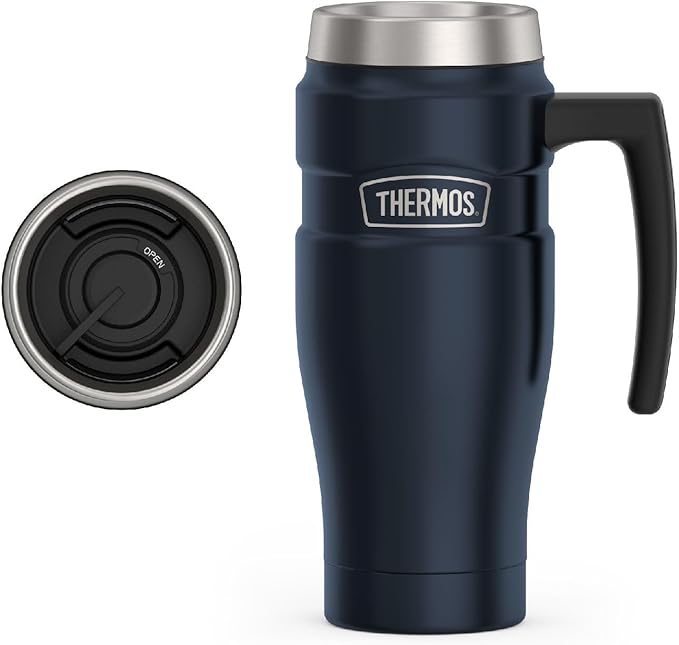 THERMOS Stainless King Vacuum-Insulated Travel Mug, 16 Ounce, Midnight Blue by Thermos