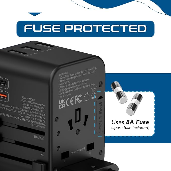 Ceptics Universal Travel Adapter, 35W International Power Adapter - Image 9