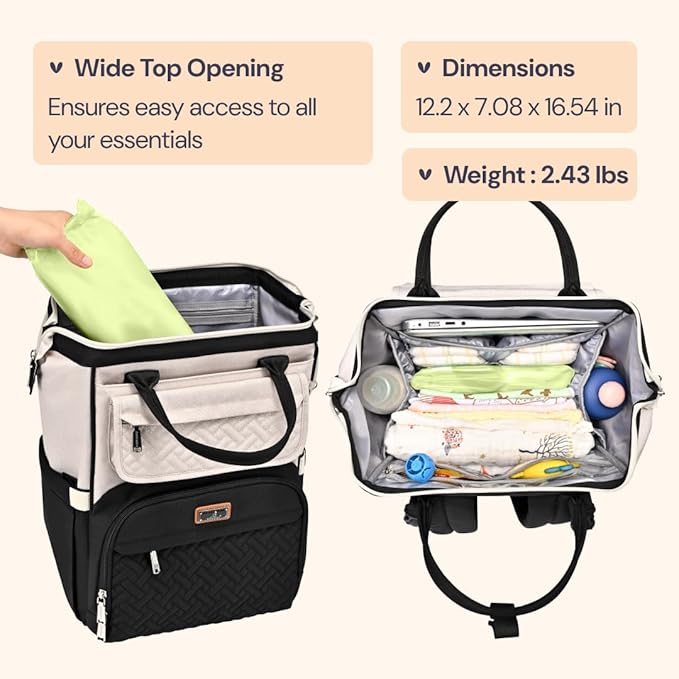BabbleRoo Diaper Bag Backpack, Stroller Straps & Pacifier Case, Unisex Stylish - Image 3
